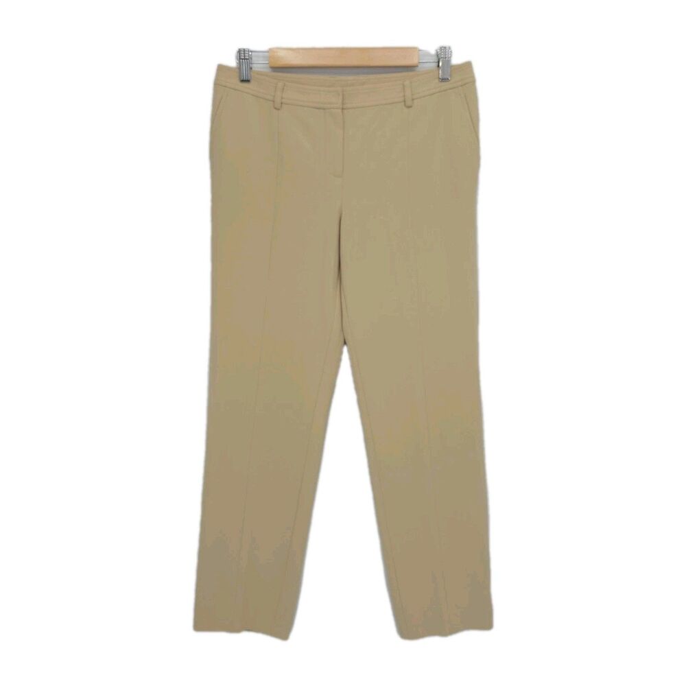 St. John Womens Crop Ankle Dress  Trouser Pants Beige Khaki Stretch Size 6